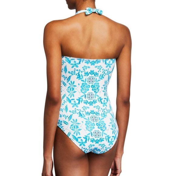 Johnny Was Floral Ellyo Twist Front One-Piece Swimsuit Teal Orange XS - Picture 11 of 13
